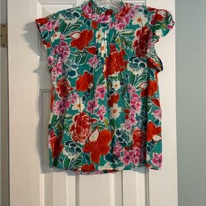 THML Multicolor Floral Blouse with Ruffle Sleeves
